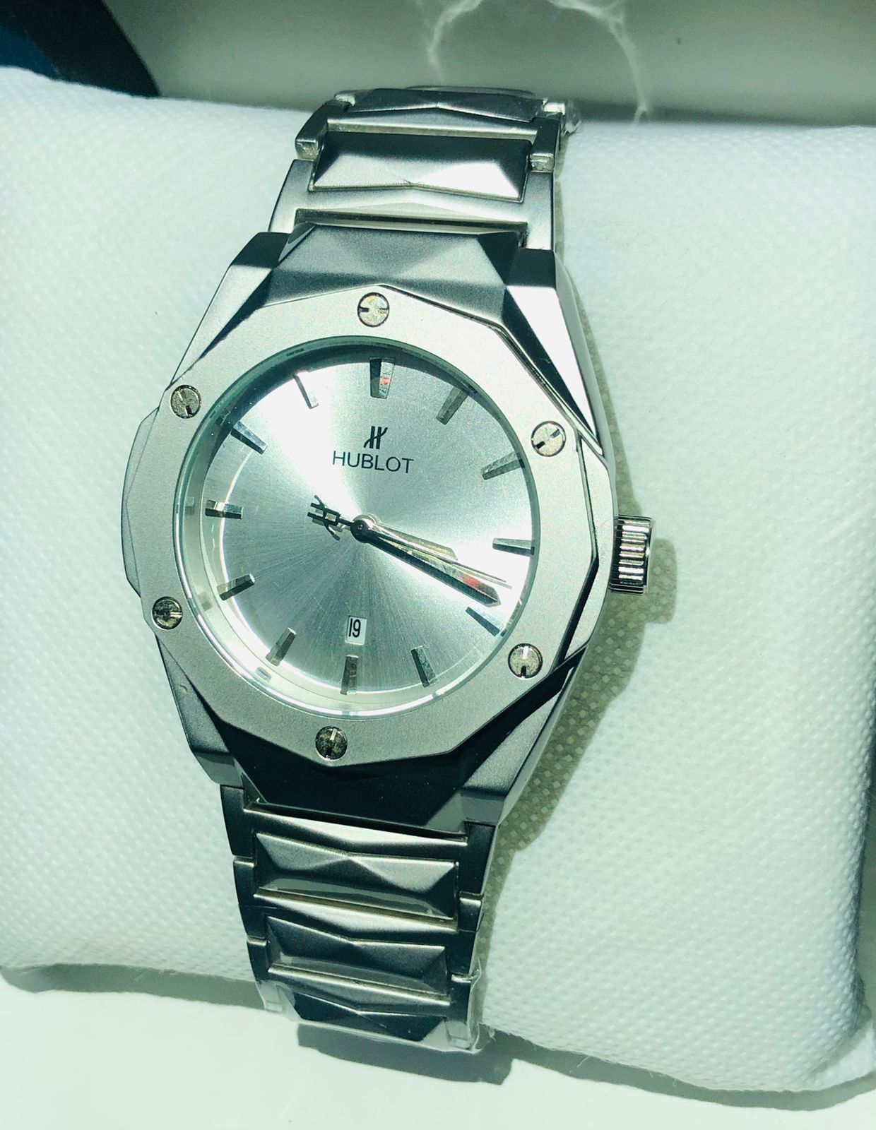 Hublot Diamond Shape Silver Watch.