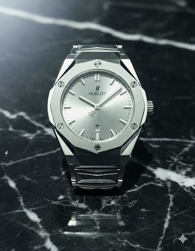 Hublot Diamond Shape Silver Watch.